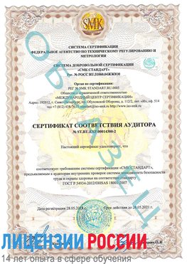 Образец сертификата соответствия аудитора №ST.RU.EXP.00014300-2 Верхний Уфалей Сертификат OHSAS 18001