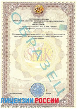 Образец сертификата соответствия (приложение) Верхний Уфалей Сертификат ISO 13485