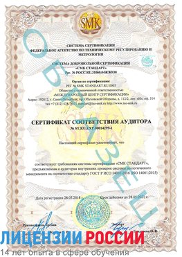 Образец сертификата соответствия аудитора №ST.RU.EXP.00014299-1 Верхний Уфалей Сертификат ISO 14001